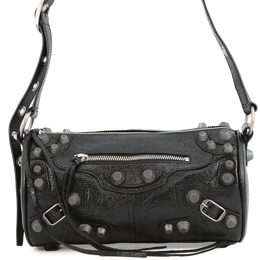 Balenciaga Shoulder Bag Lucagol Cylinder Leather Black